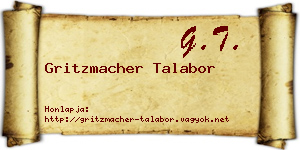Gritzmacher Talabor névjegykártya